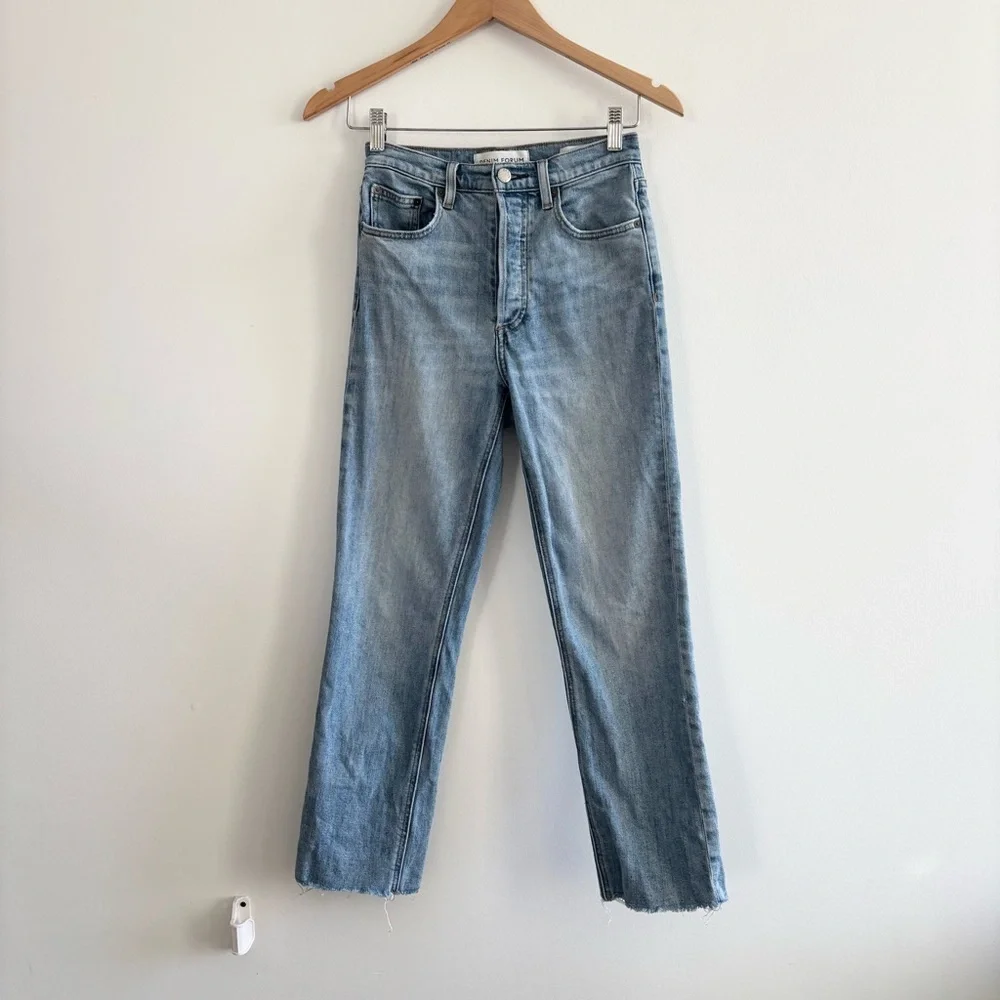 Denim Forum Aritzia The Arlo Hi-Rise Straight Jean Distressed - Picture 2 of 14